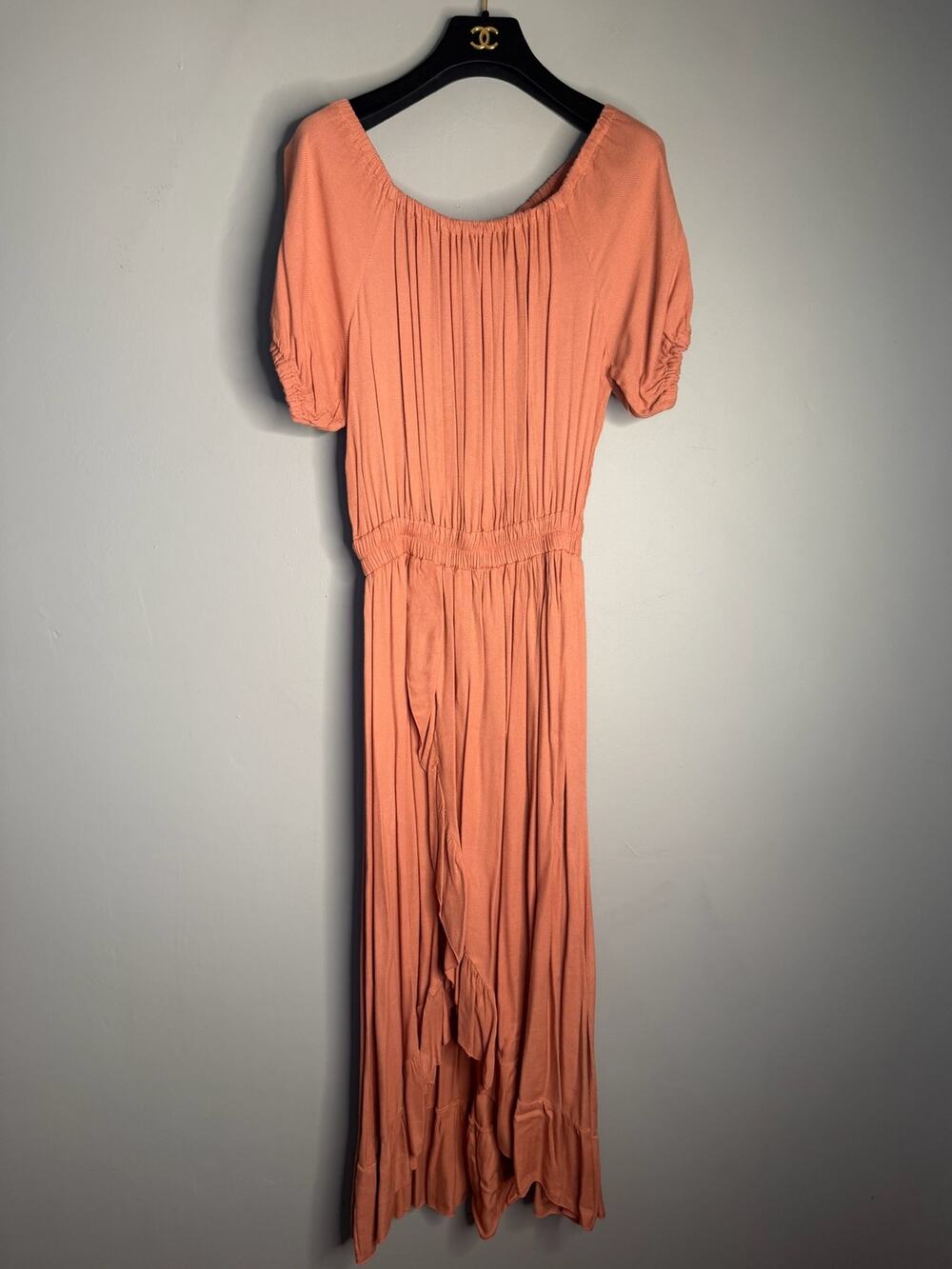 STEELE Pink Satin Empire Waist Sleeveless Midi Dress Women Size L